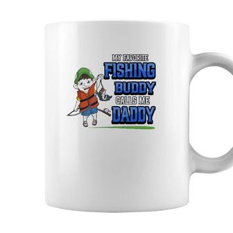 Mens My Favorite Fishing Buddy Calls Me Daddy Father Son Angler Coffee Mug - Seseable