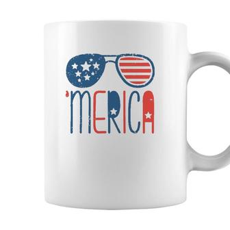 Merica American Flag Aviators Toddler4th July Usa Flag Sunglass Coffee Mug - Seseable