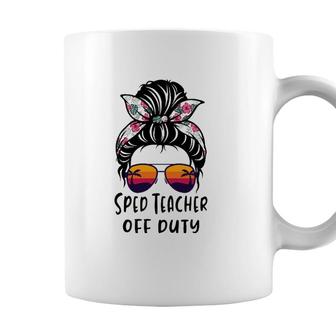 Messy Bun Hair Sped Teacher Off Duty Sunglasses Beach Sunset Coffee Mug | Seseable UK