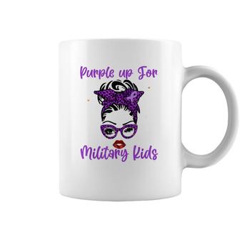Messy Bun Purple Up Day For Military Kids Child Purple Up Coffee Mug - Seseable
