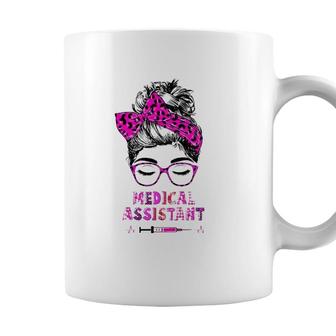 Messy Hair Woman Bun Medical Assistant Proud Nurse Life Coffee Mug - Seseable