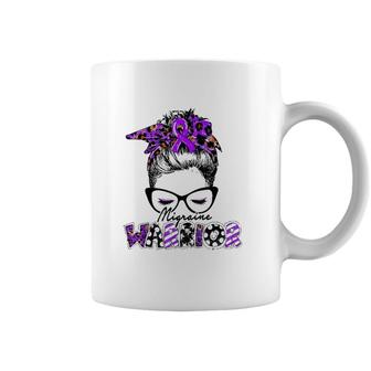 Migraine Warrior Lady Migraine Purple Messy Bun Coffee Mug | Mazezy