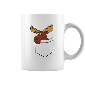 Moose In A Pocket Elk Cute Canadian Moose In Pocket Coffee Mug | Mazezy
