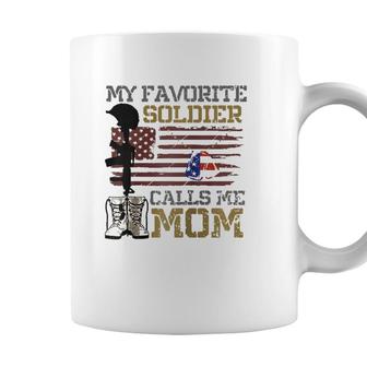 My Favorite Soldier Calls Me Mom Proud Army Mom Raglan Baseball Tee Coffee Mug - Seseable