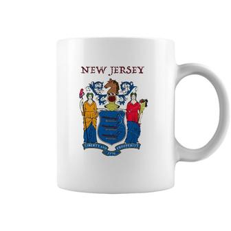 New Jersey State Seal Flag Coffee Mug | Mazezy