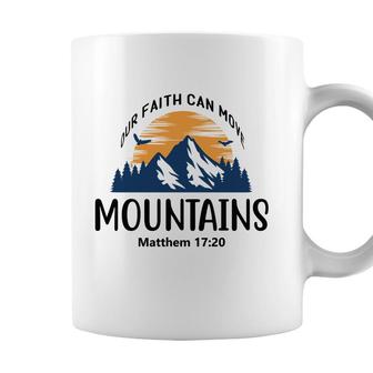 Our Faith Can Move Mountains Bible Verse Black Graphic Christian Coffee Mug - Seseable