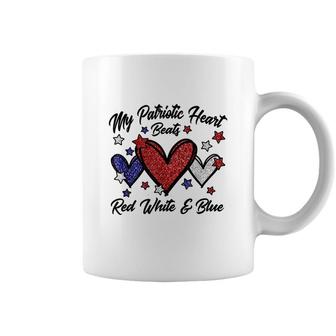 Patriotic 4Th Of July Hearts For Women Red White And Blue Coffee Mug - Seseable