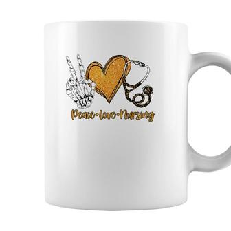 Peace & Love & Nursing Proud Healthcare Nurse Job Pride Coffee Mug - Seseable