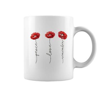 Peace Love Remember Red Flower Coffee Mug | Seseable CA