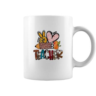 Peace Love Teacher Leopard Funny Gift Ideas Coffee Mug - Seseable