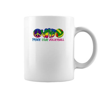 Peace Love Volleyball-Retro Stryle Volleyball Apparel Gifts Coffee Mug | Mazezy