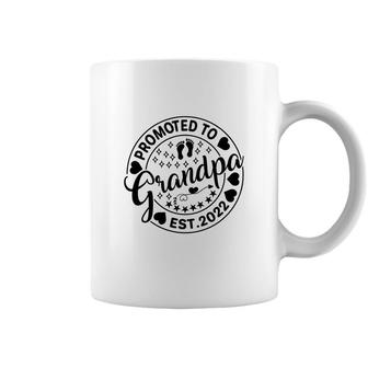 Promoted To Grandpa Est 2022 Circle Black Graphic Fathers Day Coffee Mug - Seseable