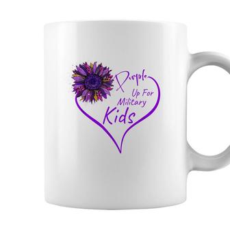 Purple Up Military Child Heart Leopard Sunflower Coffee Mug - Seseable