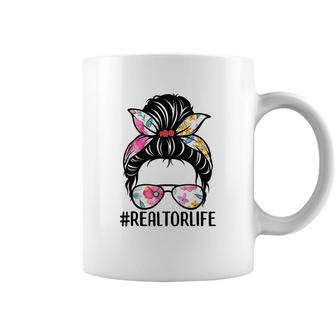 Realtor Life Messy Bun Real Estate Agent Girl Mom Wife Coffee Mug - Seseable