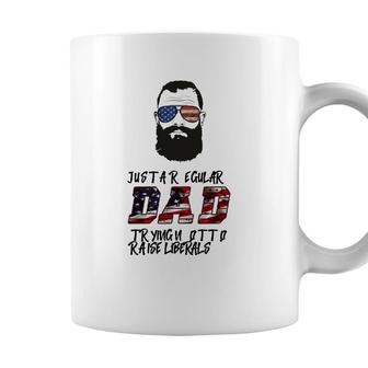 Regular Dad Trying Not To Raise Liberals Beard Coffee Mug - Seseable