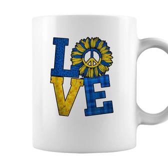 Retro Leopard Print Sunflower Ukraine Flag Love Peace Coffee Mug - Seseable