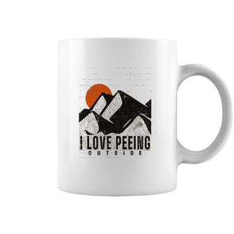 Retro Nature Lover Meme I Love Peeing Outside Hiking Camping Coffee Mug | Mazezy