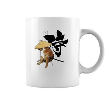 Samurai Cheems With Kanji Funny Meme Design Coffee Mug | Mazezy