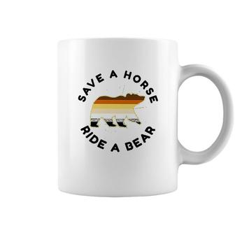 Save A Horse Ride A Bear LGBT Pride Gift Idea Coffee Mug - Seseable