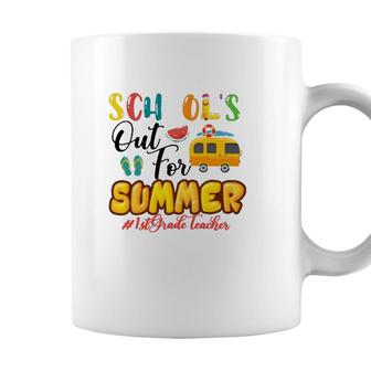 Schools Out For Summer 1St Grade Teacher Beach Vacation Van Car And Flip-Flops Coffee Mug - Seseable