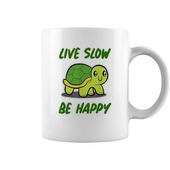 Sea Turtle Design Live Slow Be Happy - Turtle Coffee Mug - Seseable
