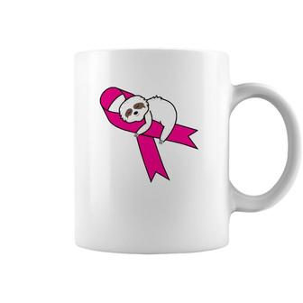 Sloth Pink Ribbon Warrior Cute Breast Cancer Awareness Gifts Coffee Mug | Mazezy