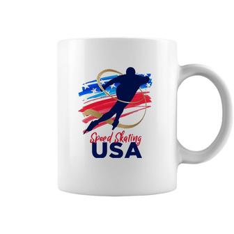 Speed Skating Usa Support The Teamusa Flag Winter Coffee Mug | Mazezy