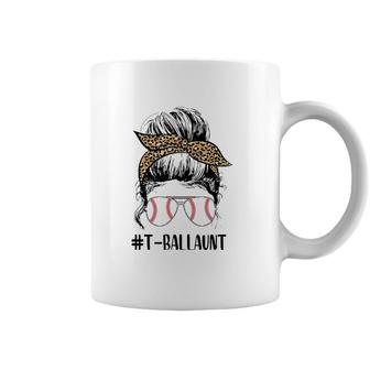 T-Ball Aunt Life Messy Bun Leopard Print Softball Aunt Coffee Mug | Mazezy