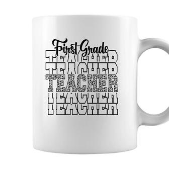Teacher First Grade Leopard First Grade Teacher Back To School Coffee Mug - Seseable