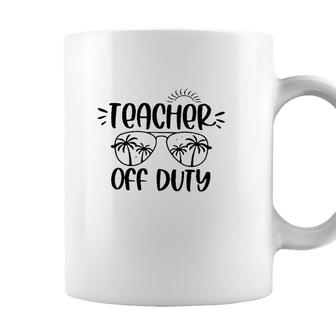 Teacher Off Duty Last Day Of School Summer Vacation Sunglasses & Palm Trees Coffee Mug - Seseable