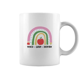 Teacher Rainbow Teach Love Inspire Apple Coffee Mug - Seseable