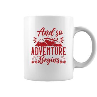 Travel Lover Explores And So Adventure Begins Coffee Mug - Seseable