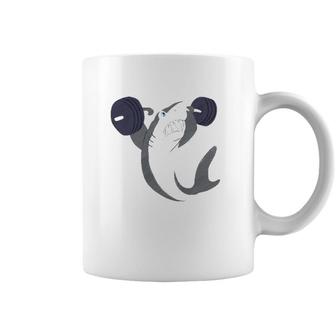 Weightlifing Shark Barbell Funny Workout Gym Weightlifter Coffee Mug | Mazezy