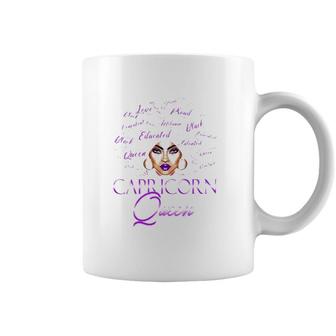 Womens Capricorn Girl Womens Purple Queen Black Zodiac Birthday V-Neck Coffee Mug | Mazezy