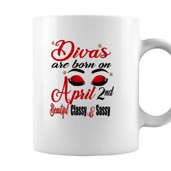 Womens Cute Birthday Girl Queens Are Born On April 2Nd Aries Zodiac Coffee Mug - Seseable