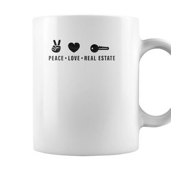 Womens Peace Love Real Estate Funny Real Estate Agent Gift Coffee Mug - Seseable
