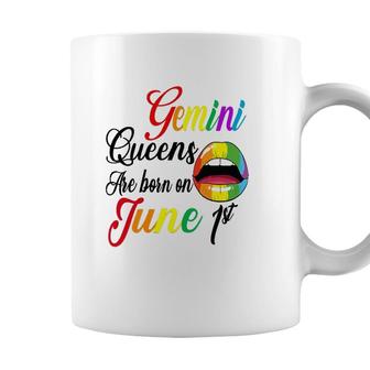 Womens Rainbow Lip Queens Are Born On June 1St Gemini Birthday Girl Coffee Mug - Seseable