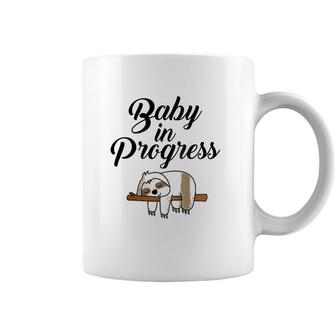 Womens Sloth Pregnancy Outfit For Pregnant Soon Moms Baby Belly Raglan Baseball Tee Coffee Mug | Mazezy