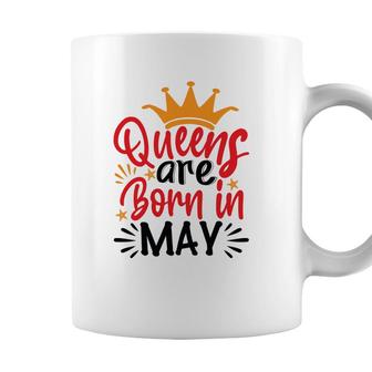 Yellow Crown Red Black Letters Design Queens Are Born In May Birthday Coffee Mug - Seseable