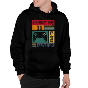11 Years Old 11 Birthday Boy Time To Level Up Gamer Birthday Hoodie - Seseable