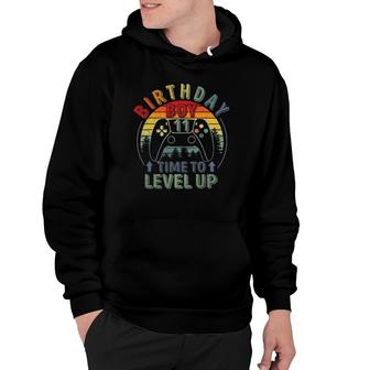 11Th Birthday Boy 11 Years Old Birthday Boy Time To Level Up Hoodie - Seseable