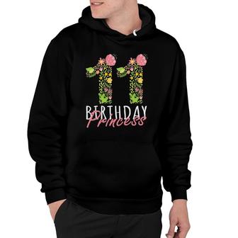 11Th Birthday Princess 11 Years Old Girl Floral B-Day Theme Hoodie | Mazezy