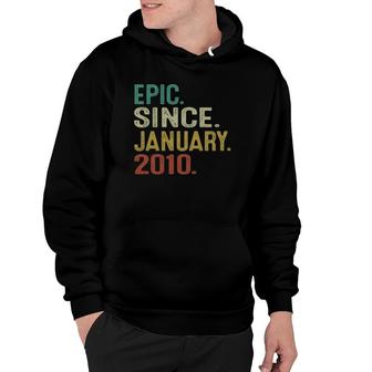 12 Years Old Vintage Epic Since January 2010 12Th Birthday Hoodie - Seseable