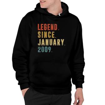 13 Years Old Gifts Legend Since January 2009 13Th Birthday Hoodie - Seseable