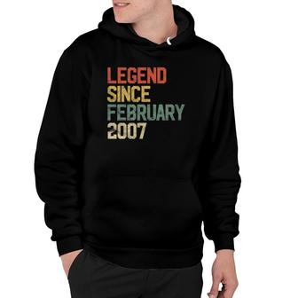 15 Years Old Gifts Legend Since February 2007 15Th Birthday Hoodie - Seseable