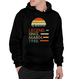 33 Years Old Retro Birthday Legend Since March 1988 Ver2 Hoodie - Seseable