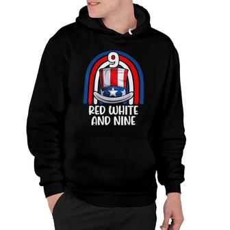 4Th Of July Red White 9 Years American Flag Girls Boys Kids Hoodie - Seseable
