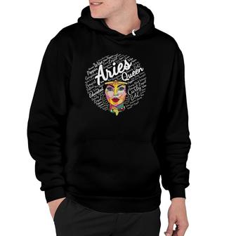 Aries Queen Gift For Black Women Born In March April Aries Hoodie - Thegiftio UK