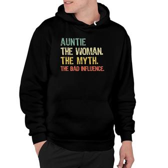 Auntie The Woman Myth Bad Influence Retro Gift Mothers Day Hoodie - Seseable