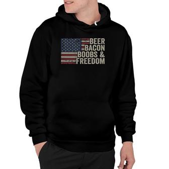 Beer Bacon Boobs & Freedom Vintage Usa Flag Bbq Drinking V2 Hoodie - Thegiftio